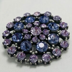 Vintage Multi-Purple and Pink Rhinestone Brooch.